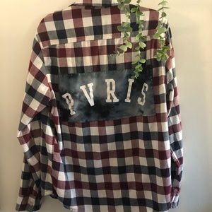 Maroon red, white and blue PVRIS band rework flannel